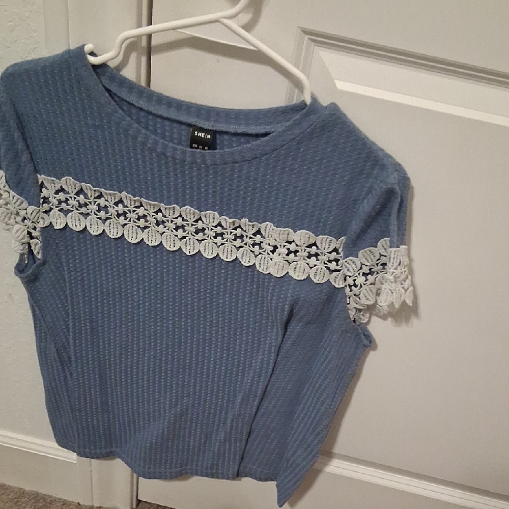 Blue Lace Trim Top
